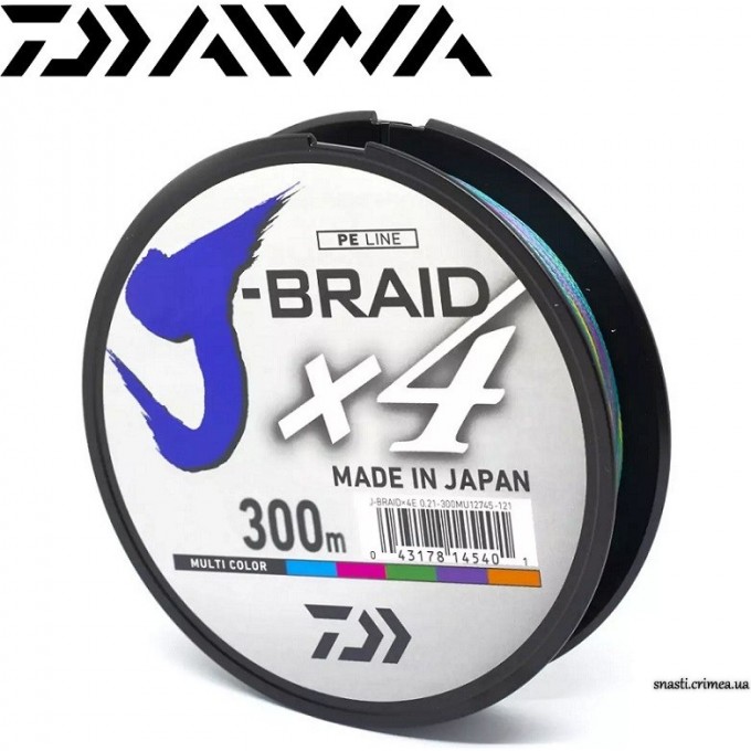 Шнур DAIWA J-Braid X4E 300м 0,10мм Multi Color 12745-110 Шнур DAIWA J-Braid X4E 300м 0,10мм Multi Color 12745-110